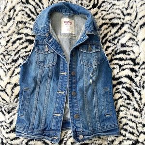 Mossimo Distressed Faded Button Up Punk Rock Grunge Demin Vest